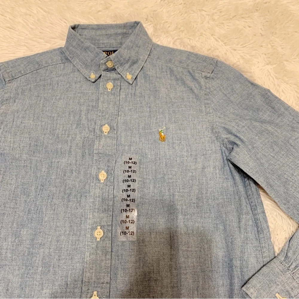 Polo Ralph Lauren boy's NWT chambray Button-Down Shirt Size M(10-12)‎